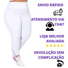 Calça LEGGING PLUS SIZE Branca Feminina, Academia, Uniformes, Medicina, Enfermagem, Dentistas, Fisioterapeutas, Estética