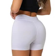 Short Suplex PLUS SIZE Feminino Branco Meia Coxa, Cós Alto, Costura Reforçada,Tecido Grosso Shorts, Academia, Fitness