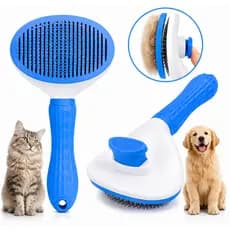 Escova Pet Rasqueadeira Auto Limpante Cães Gatos Remove Pelos Botão 1 Clique Cerdas Aço Inox Massageadora Profissional