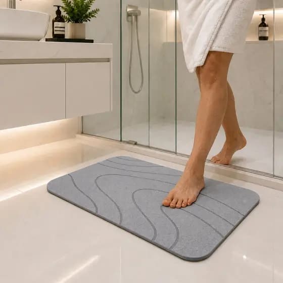 Tapete Pedra Diatomita Premium 60x39 Antiderrapante Secagem Rápida Para Banheiro Absorvente