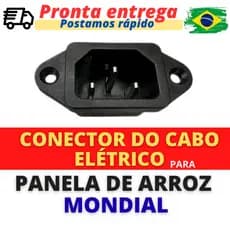 Tomada Para Panela Elétrica de Arroz Mondial (Conector com 3 Pinos) Modelos PE01 a PE48