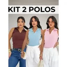 Kit 2 blusa regata polo Verão candy colors tendencia lançamento ribana premium Coleçao New Chic