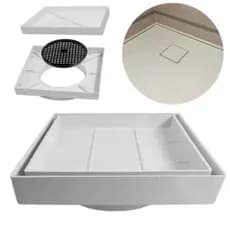Kit 4 Ralos Oculto 10x10 Invisível Sifonado inteligente - Seca piso/Porcelanato com tela