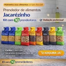 Kit Prendedor de embalagens alimentícias Jacarézinho vedação amarril