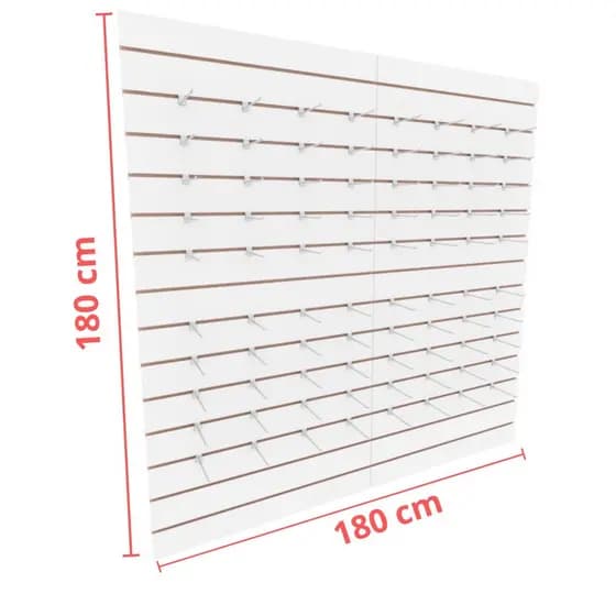 Painel canaletado com 80 ganchos 180x180 Branco mdf canaletado Closet Fácil