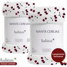 Kit 2 Mantas Cobertor Microfibra Casal Queen Quentinha Antialérgico Cerejas Habitat