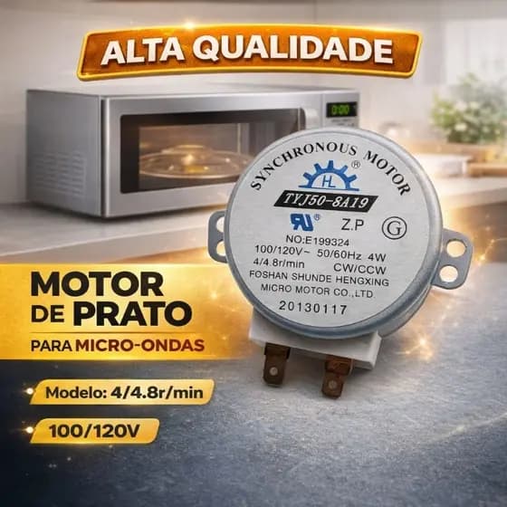 Motor de Prato para Micro-ondas | Especificações: 100/120V, 50/60Hz, 4/4.8r/min, 4W