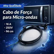 Cabo de Força para Micro-Ondas *PRETO* - 16A-250V~/96cm - 250V