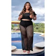 CALÇA PRAIA PLUS SIZE SAIDA DE PRAIA CROCHE  VERÃO TRICOT