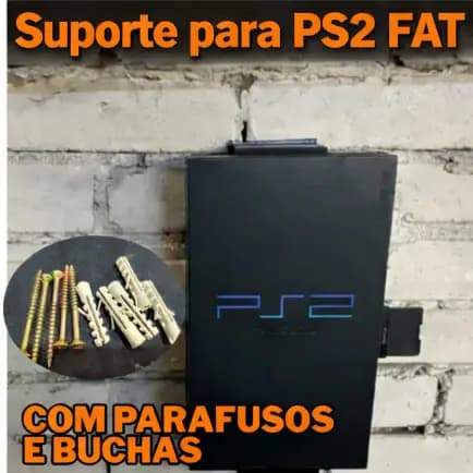 Suporte de Parede PS2 FAT com Parafusos e Buchas – Organização Gamer