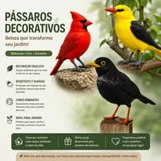 Pássaro Decorativo para Jardim e Paisagismo para Áreas Externas/internas