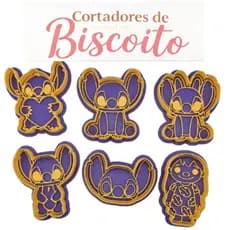 Kit 6 Cortadores de Biscoito Stitch e Lilo - Formas para Culinária