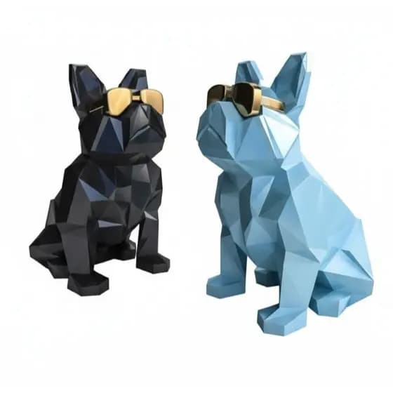 Bulldog Francês - Low Poly – 17 cm e 12 cm