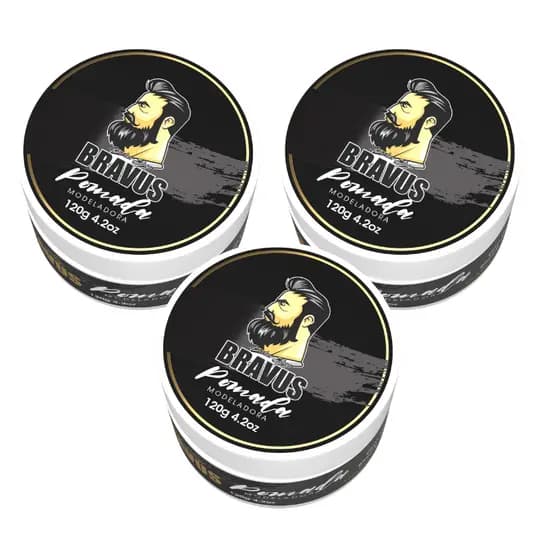 Pasta fixadora firm Hold Caramelo120g Bravus Kit com 3 unidades