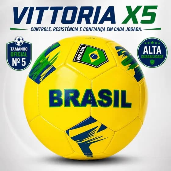 Bola de Futebol Oficial Tamanho 5 Vittoria X5 Alta Durabilidade para Treinos e Jogos