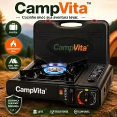 CampVita™ Fogareiro Portátil a Gás com Camping Churrasqueira Fogão Compacto Acampamento Pesca Praia