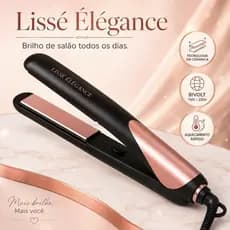 Chapinha Profissional Alisadora de Cabelo Bivolt Cerâmica 50W Aquecimento Rápido Rosa Lissé Élégance