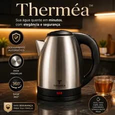 Chaleira Elétrica Inox 1,8L 220V Desligamento Automático Base 360° Aquecimento Rápido Therméa