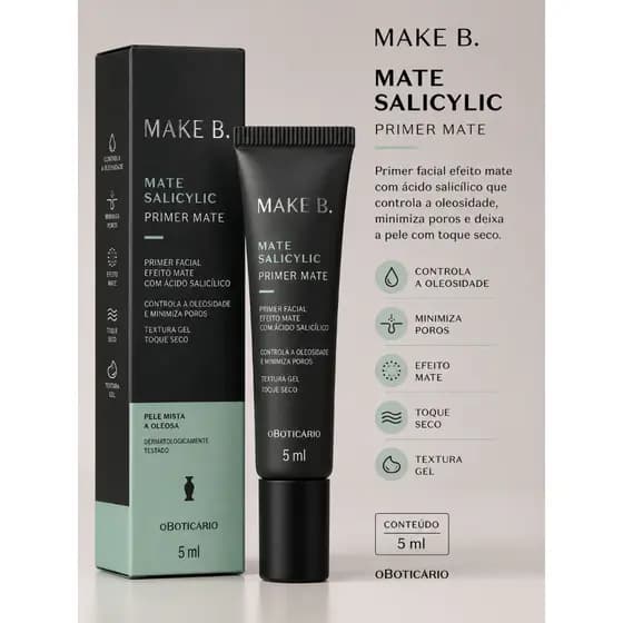 Primer Antioleosidade Make B. Mate Salicylic 5ml O Boticário (Miniatura)