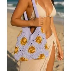 Bolsa de Crochê Artesanal Branca e Amarela