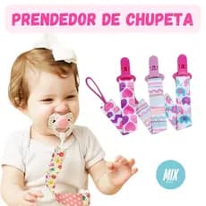 Kit 3 Prendedores de Chupeta Bico Para Bebe Baby Original Universal Menina Com Estampas Lindas