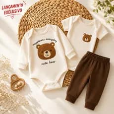 Conjunto Roupa 3 Peças Body Calça Mijao Bebe Menino 100% Algodão Estampas Divertidas