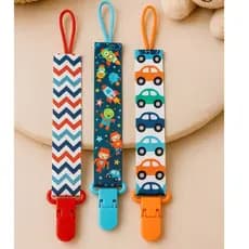 Trio Cordão para Bico Prendedor Mam Buba Silicone Avent Philips Kuka Nuk Lolly Lillo MENINO