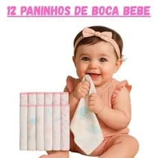 12 Unidades Pano de Boca Bebe Fralda de Boca Toalha Babete 100% Algodão 30cm x 30cm MENINA MENINO