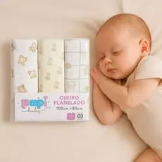 3 Cueiro Bebe Manta GRANDE Flanelado -100% Algodao 100 Cm X 80 Cm Menino Menina