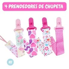 4 Prendedores de Chupeta Bico Bebê Importado Menina Original
