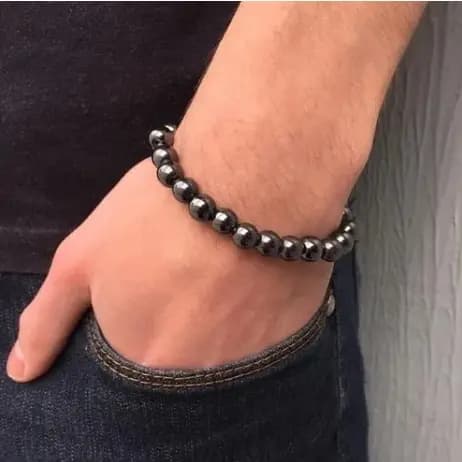 Pulseira pedra natural Hematita 8mm UNISSEX