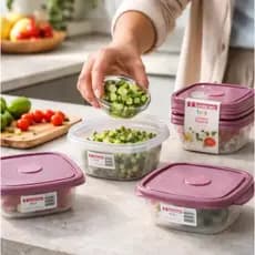 Pote Plástico Hermético Sanremo kit 6 Potes Freezer Fácil