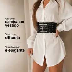 Cinta Modeladora Corset Espartilho Corpete Couro Gótico Ousada