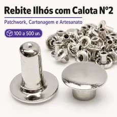 Rebite Ilhós com Calota N°2 para Patchwork, Cartonagem e Artesanato (100 a 500 Unidades) Baxmann