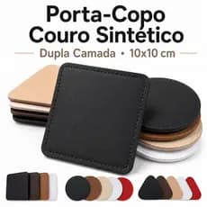 Porta Copo Varias Formas Couro Sintético Dupla Camada 10x10cm P/ Mesa Bar Balcão Suor Chopp Cerveja