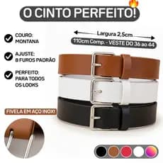 Cinto Feminino De Couro Montana Casual e Social Da Moda Blogueira Fivela Baixa Prata
