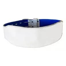 Cinturão De Couro Branco E Azul - Musculação E Powerlifting