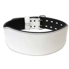 Cinturão De Couro e Fivela Inox Branco E Preto Profissional - Musculação E Powerlifting