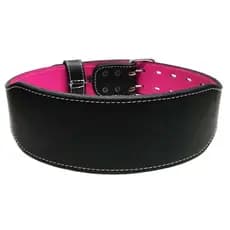Cinturão De Couro e Fivela Inox Preto E Rosa Profissional - Musculação E Powerlifting