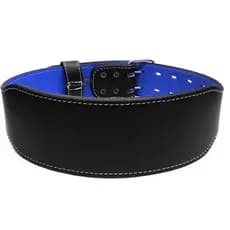 Cinturão De Agachamento Academia Couro Preto E Azul Reforçado - Musculação E Powerlifting