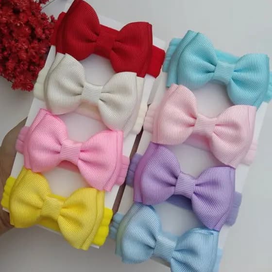 kit faixa de bebe tiara recém nascido slim