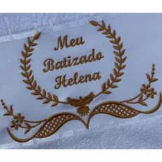 toalha bordada personalizada com nome batismo batizado