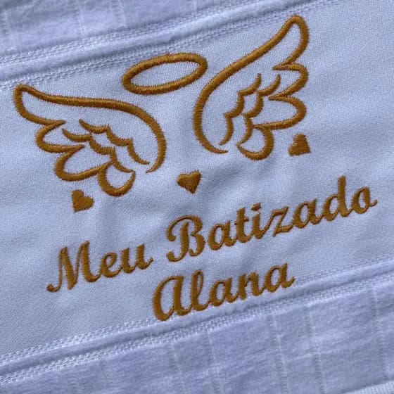 toalha de batizado personalizada com nome infantil de bebê batismo