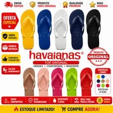 Havaianas Top Original Chinelo Masculino/Feminino Promoção Confortável Antiderrapante Envio Rápido