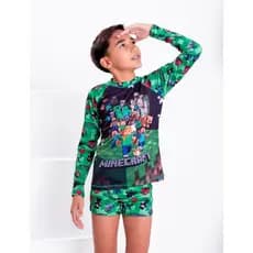 Conjunto Proteção Solar UV Infantil Minecraft Menino Praia Verão