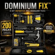 Kit Ferramentas 200 Peças Profissional Completo com Maleta Dominium Fix™ Aço Resistente Multiuso