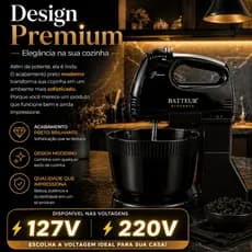Batedeira Elétrica 2L Profissional Batteur Élégance Preta Mixer Cozinha Alta Capacidade 127V ou 220V
