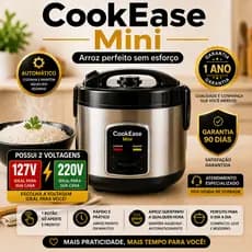 Panela de Arroz Elétrica 1L CookEase Mini Automática Compacta Antiaderente 127V ou 220V