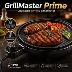Grill Elétrico 127V Antiaderente GrillMaster Prime Controle de Temperatura | Churrasco Sem Fumaça