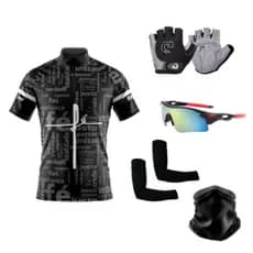 Camisa Ciclismo MTB C/ Proteção UV + Luvas Ciclismo + Óculos Esportivo + Par de Manguitos + Bandana